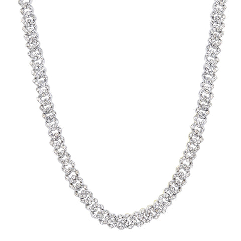Silver Plated 8mm Crystal Curb Chain Necklace