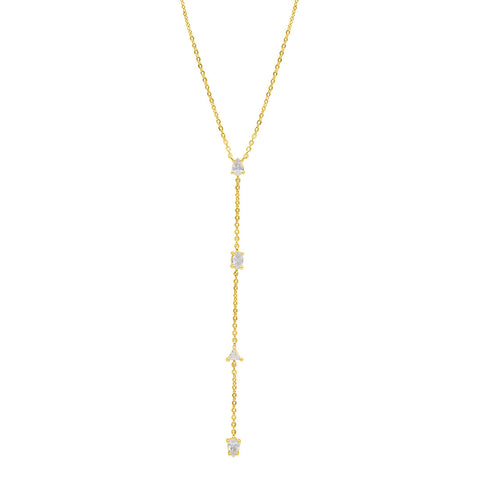 14k Gold Plated Adjustable Mixed Stone Lariat Y-Necklace