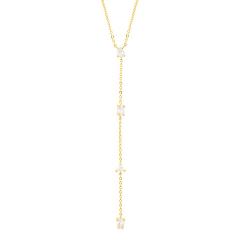 14k Gold Plated Adjustable Mixed Stone Lariat Y-Necklace