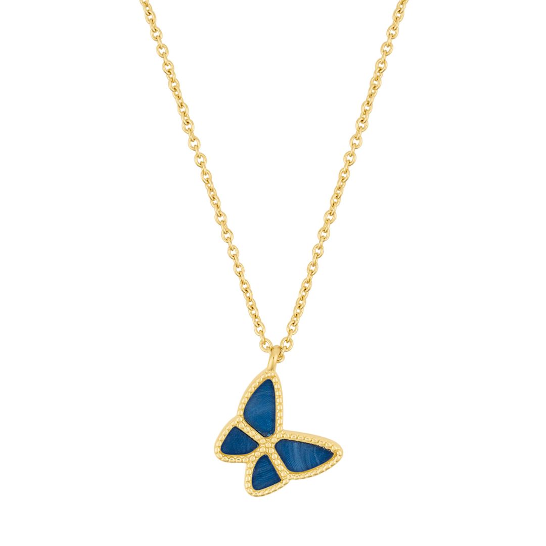 14K Solid Gold Two Tone Butterfly Necklace shops - Adjustable Length