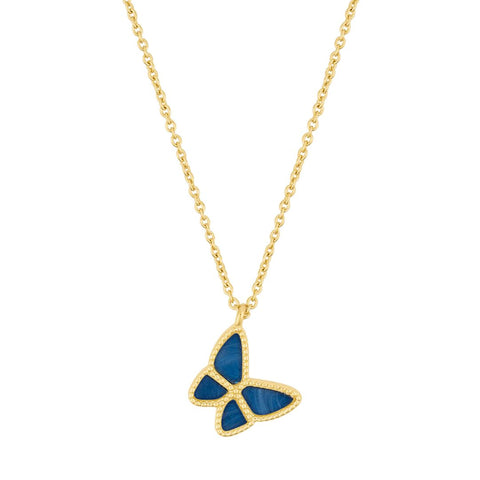 14k Gold Plated Blue Butterfly Necklace