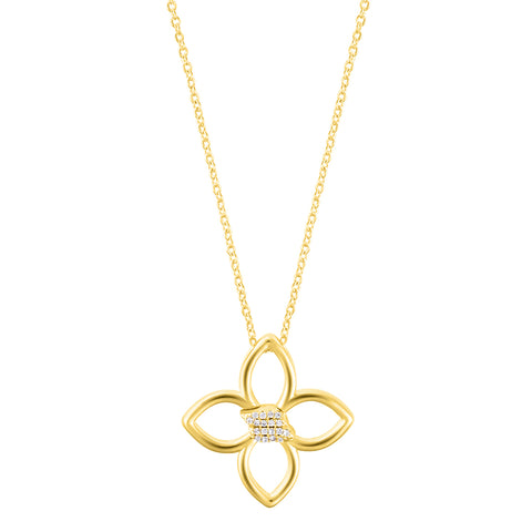 Adjustable Outline CZ Clover Necklace