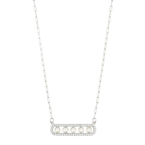 Pearl Pave Bar Necklace