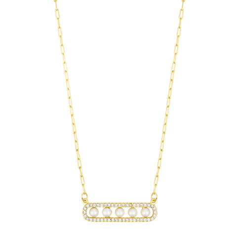 Pearl Pave Bar Necklace