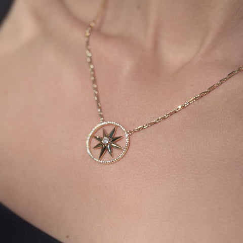 14k Gold Plated Pave Starburst Necklace