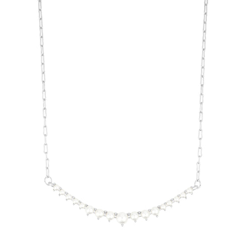 Pearl Curved Bar Necklace