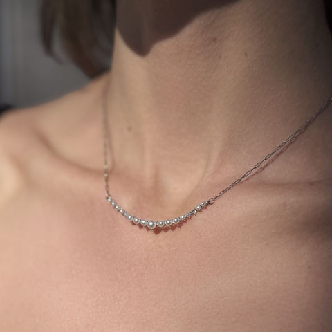 Pearl Curved Bar Necklace