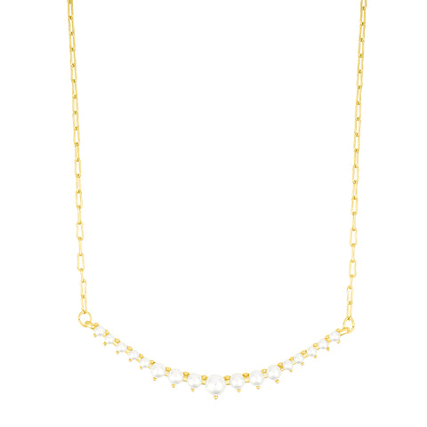 Pearl Curved Bar Necklace