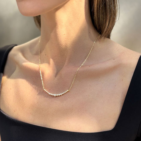 Pearl Curved Bar Necklace