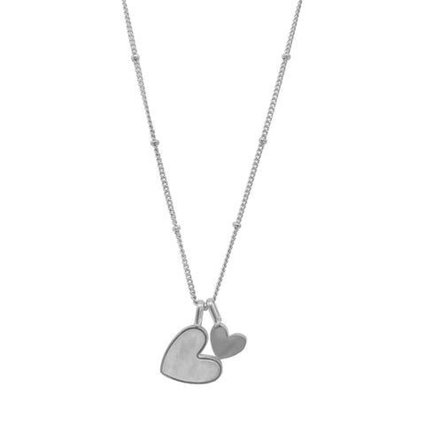 Tarnish Resistant Mother of Pearl Heart Charms Necklace