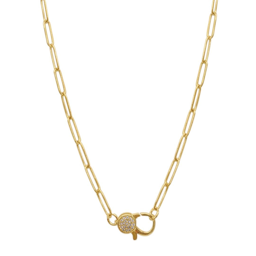 14K Gold Paper Clip Key and Lock Charm Necklace