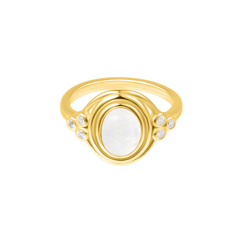 Moonstone Ring with Side Stones 14k gold vermeil