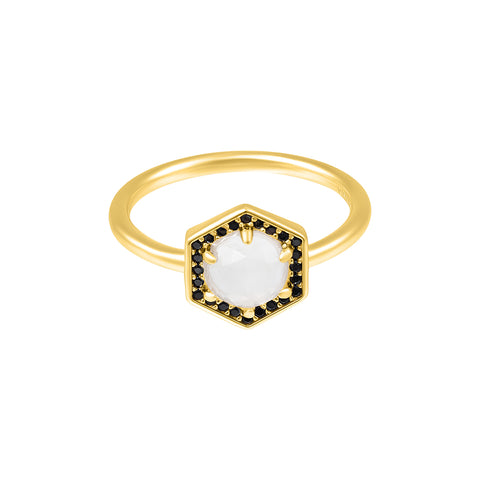 Moonstone Hexagon Ring 14k gold vermeil