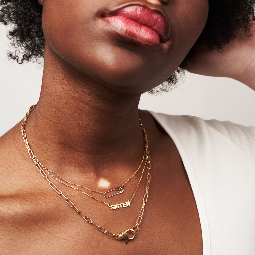 Safety Pin and Lock Chain Necklace gold – ADORNIA