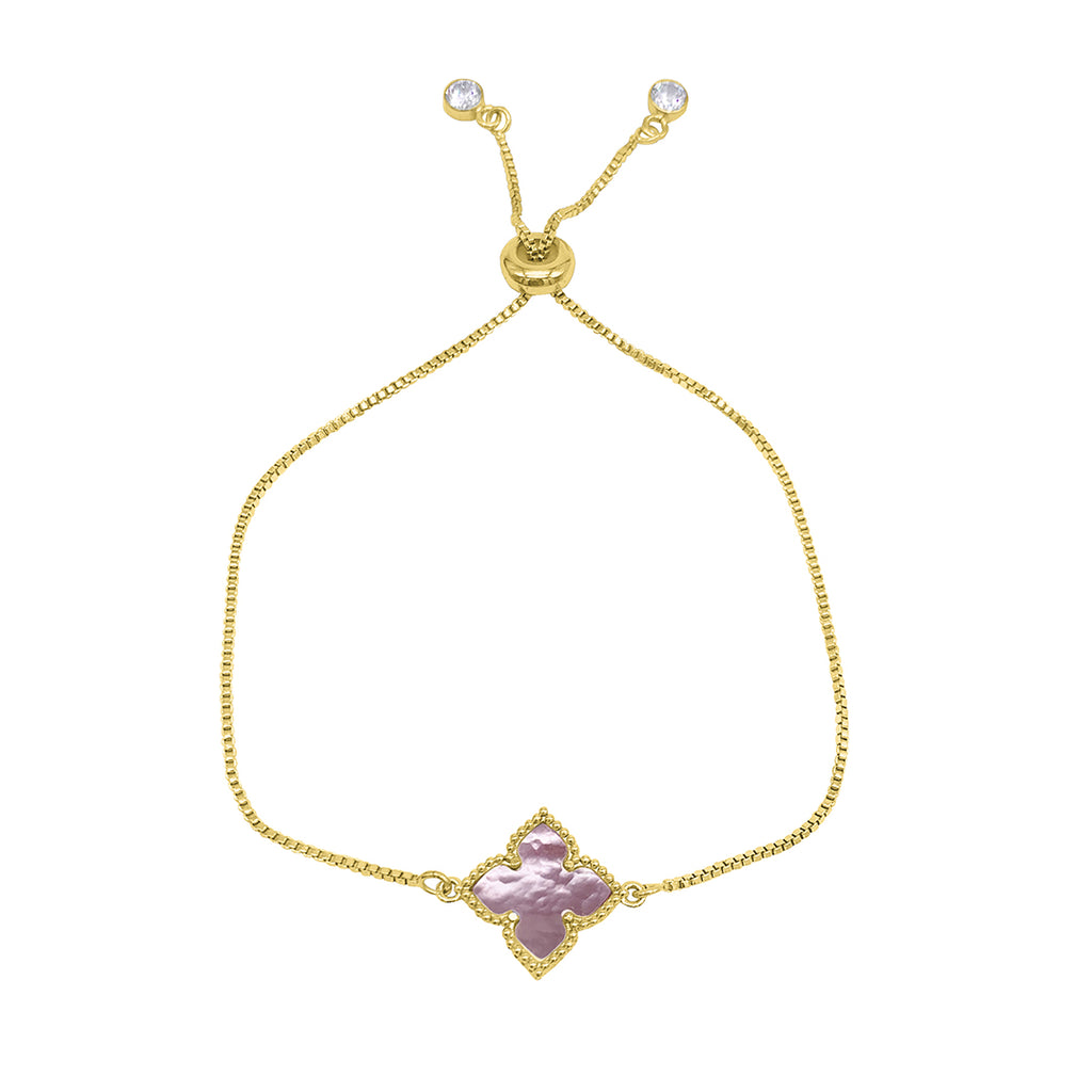 Gold Pearl String Bolo Bracelet