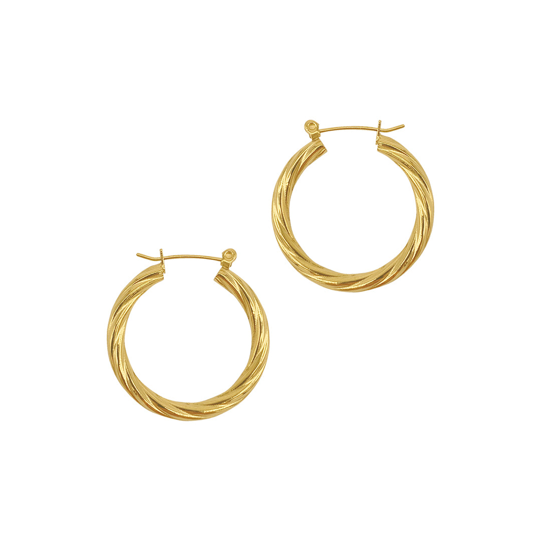 Twist Hoop Earrings 14K Yellow Gold