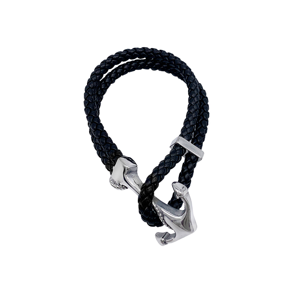 Buy Shining Jewel Braided Anchor Design Stainless Steel and Leather Bracelet  for Men, Boys (SJ_3560_BK) at Amazon.in