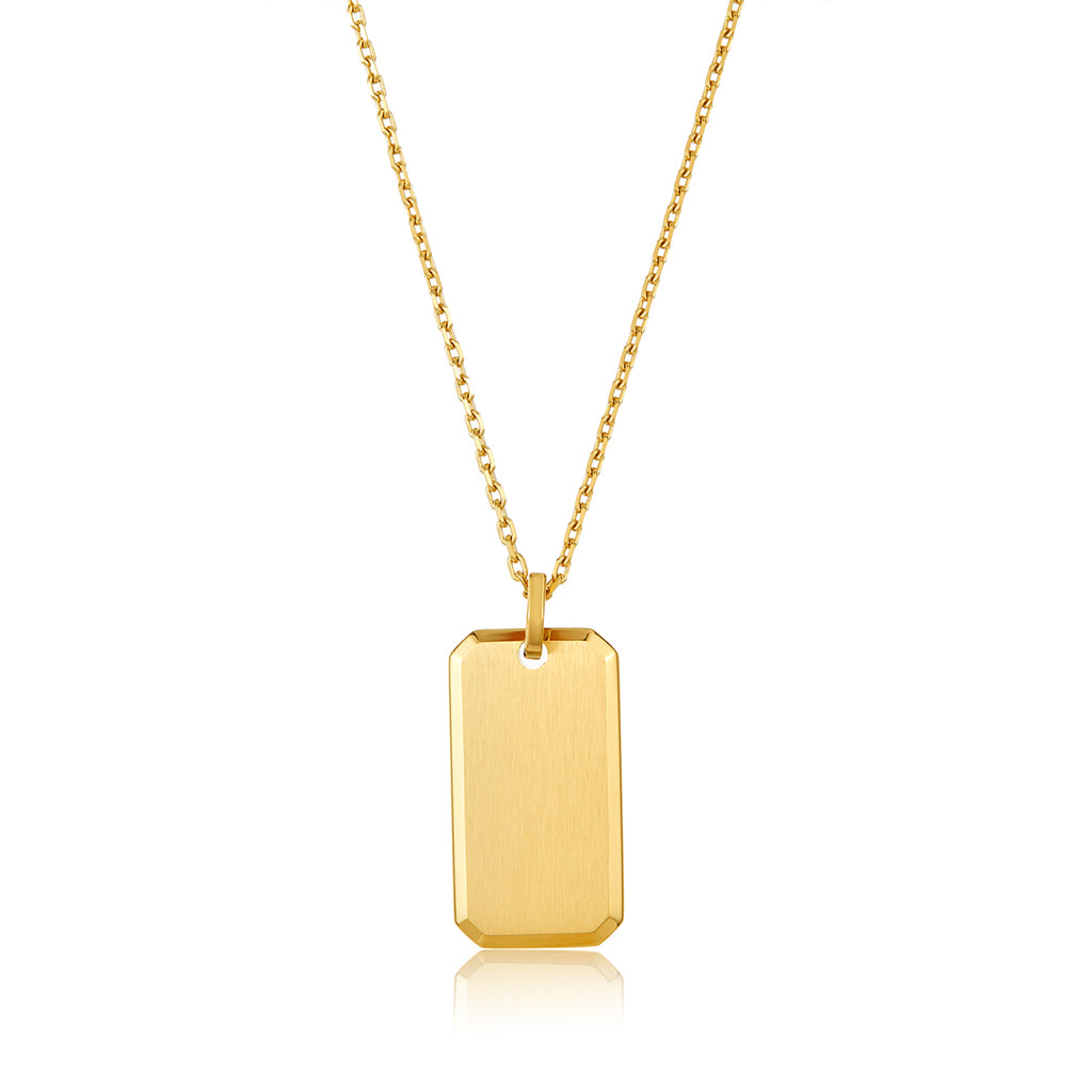 14K Gold Small Dog Tag Necklace