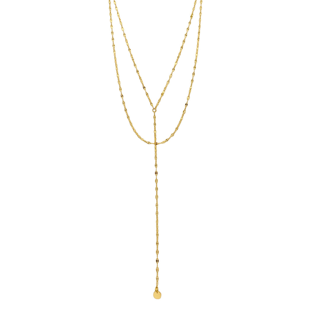 Y-Necklace with Double Layer Chain gold