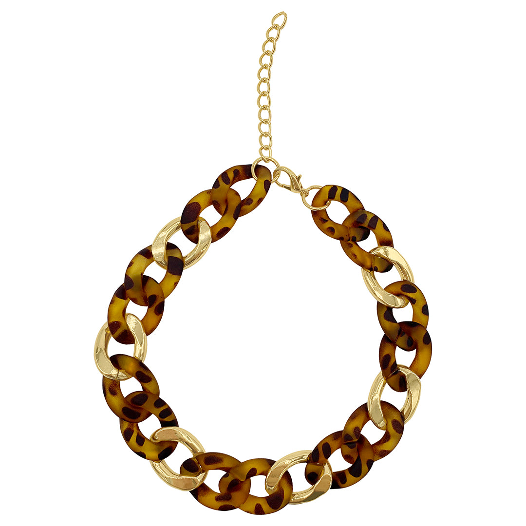 Tortoise Shell Curb Chain Necklace gold – ADORNIA