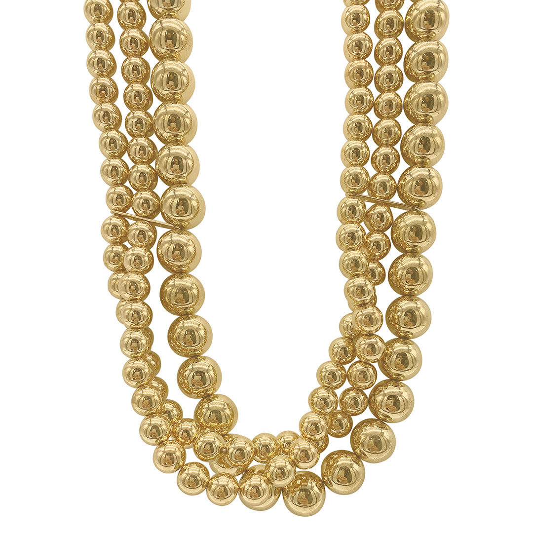 14K Yellow Gold Ball Station 0.7mm Chain Necklace