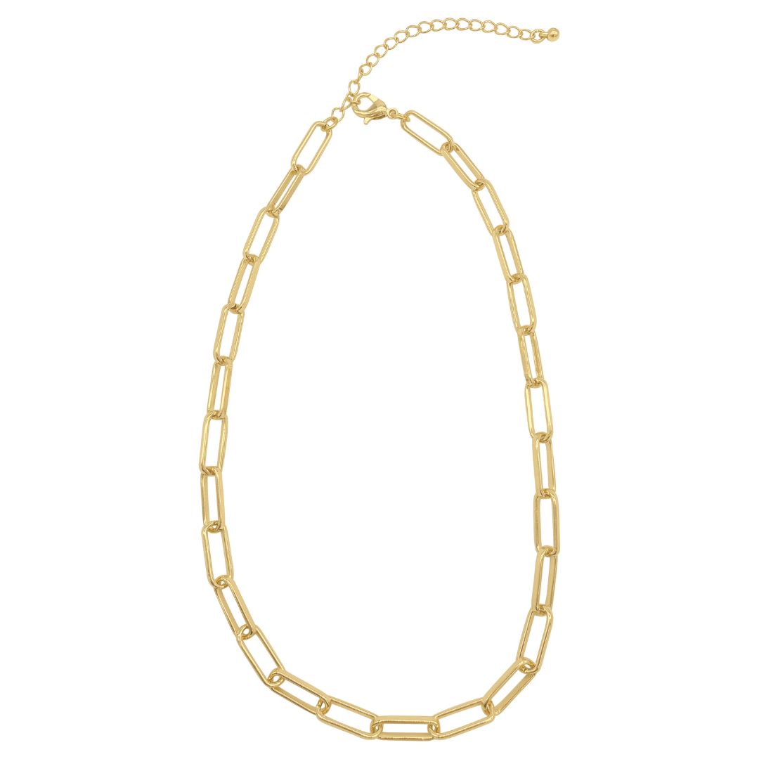 Flower White Mother of Pearl Paper Clip Chain Toggle Necklace gold – ADORNIA