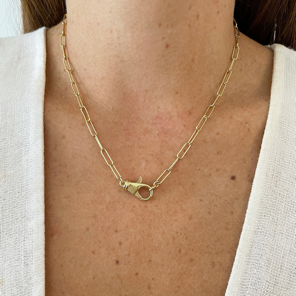 Adornia Lock Paper Clip Chain Link Necklace silver gold – ADORNIA