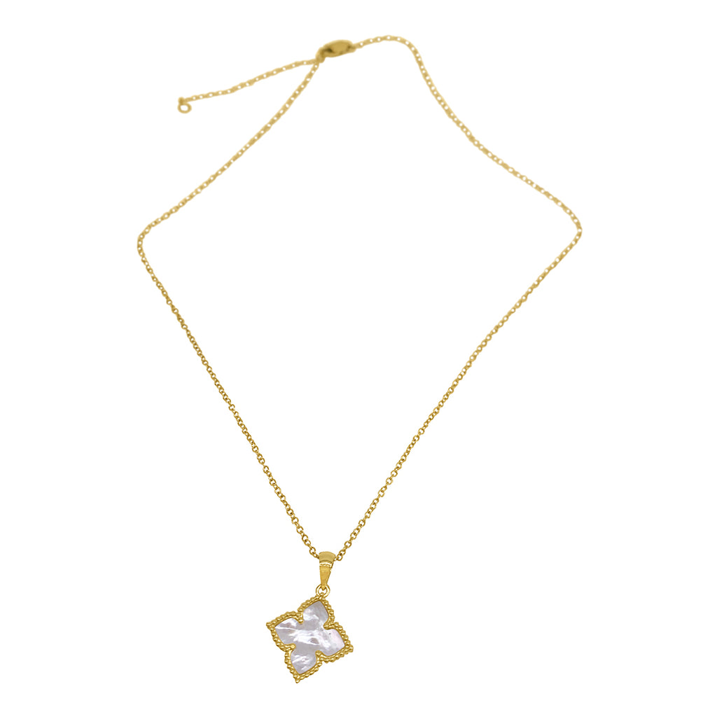 Color Blossom Necklace, Yellow Gold, White Mother-Of-Pearl And