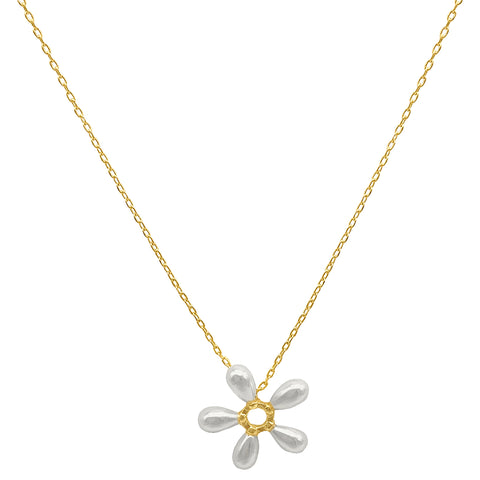Adornia Flower Mother of Pearl Necklace gold pink – ADORNIA