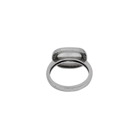 Sideways Sasha Moonstone and Diamond Halo Slice Ring silver